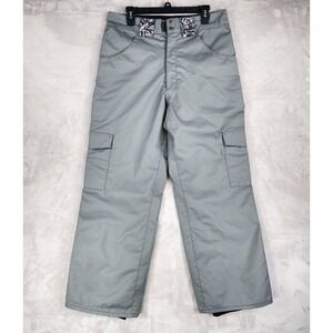 Grenade Snowboard Pants Mens 34x32 Gray Insulated Ski Snowboard Cargo Pockets